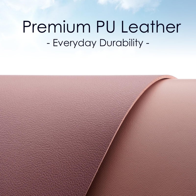 WAYBER Leather Desk Pad Protector, Waterproof Mouse Pad, PU Desk Mat, Office Desk Cover, Desk Writing Mat for Office/Home/Work/Cubicle (Purple/Pink) 31.5x15.7in - Image 2